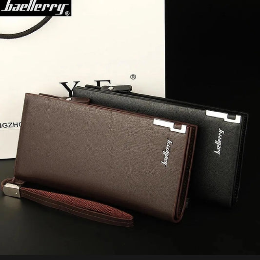 Baellerry Long Wallet for Men Slim PU Leather Money,Mobile & Card Holder