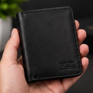 Premium Black Genuine Leather Card Holder Wallet