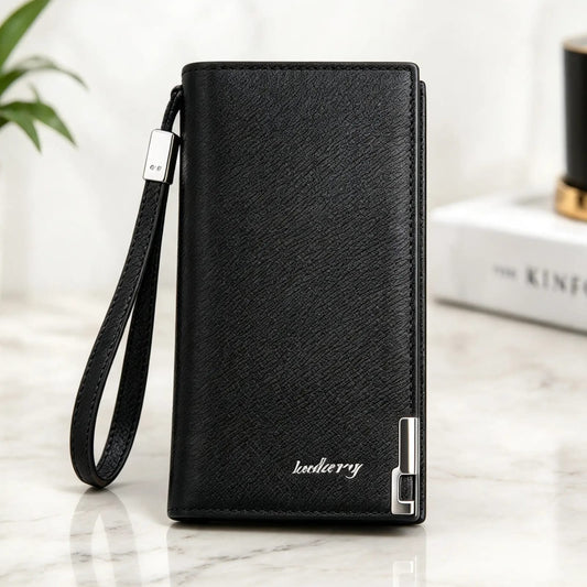 Baellerry Long Wallet for Men Slim PU Leather Money,Mobile & Card Holder