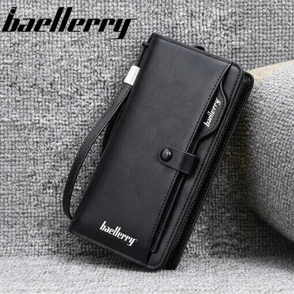Unisex Cow Leather Long Zip Wallet For Men And Women Luxury Business Style Black Brown All Season Classic Design