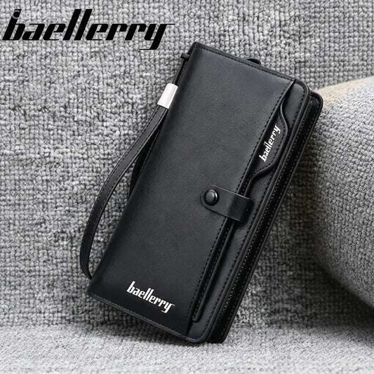 Unisex Cow Leather Long Zip Wallet For Men And Women Luxury Business Style Black Brown All Season Classic Design