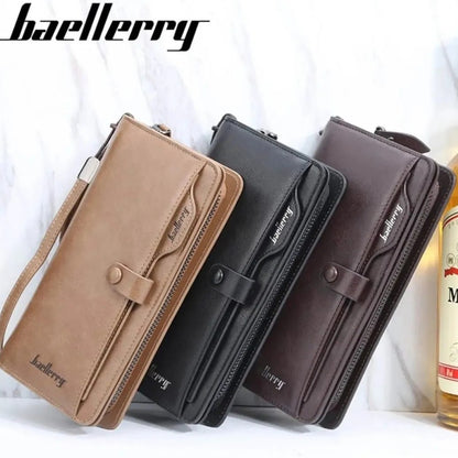 Unisex Cow Leather Long Zip Wallet For Men And Women Luxury Business Style Black Brown All Season Classic Design