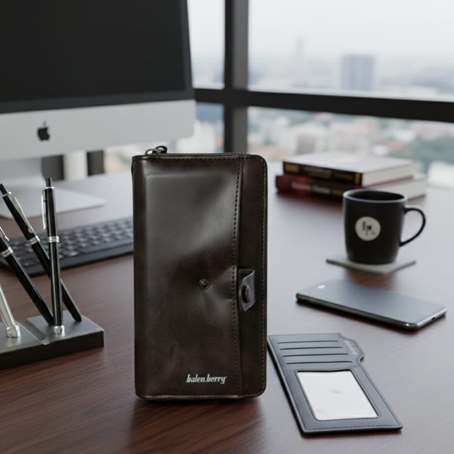 Unisex Cow Leather Long Zip Wallet For Men And Women Luxury Business Style Black Brown All Season Classic Design