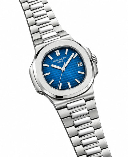 Patex Philippe Luxury Blue Dial Stainless Steel Watch
