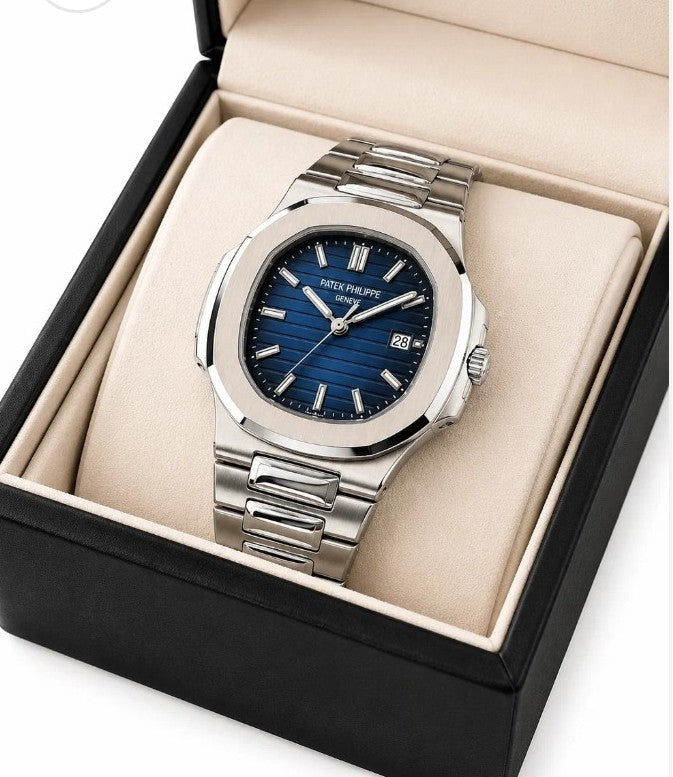 Patex Philippe Luxury Blue Dial Stainless Steel Watch