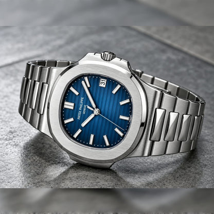 Patex Philippe Luxury Blue Dial Stainless Steel Watch