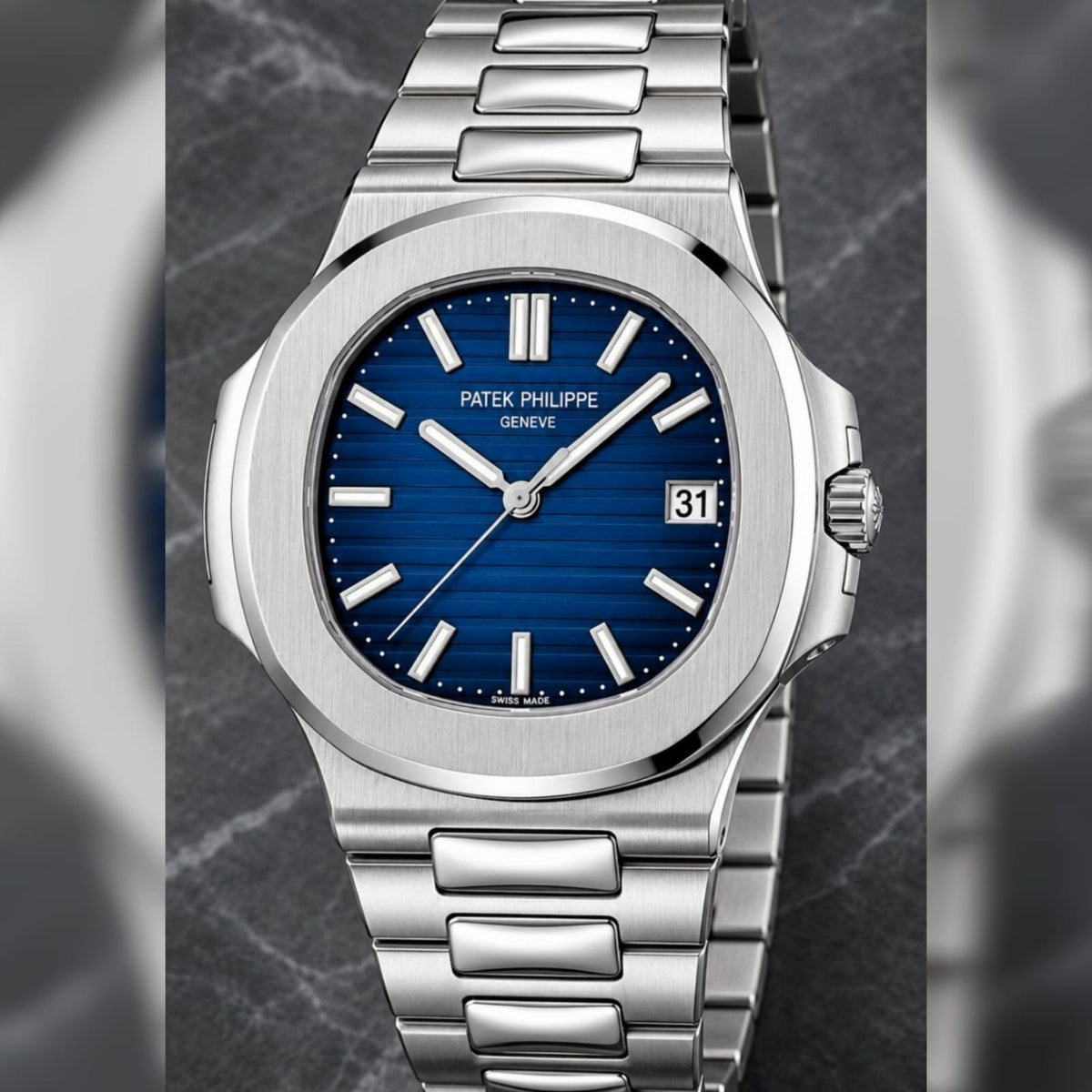 Patex Philippe Luxury Blue Dial Stainless Steel Watch