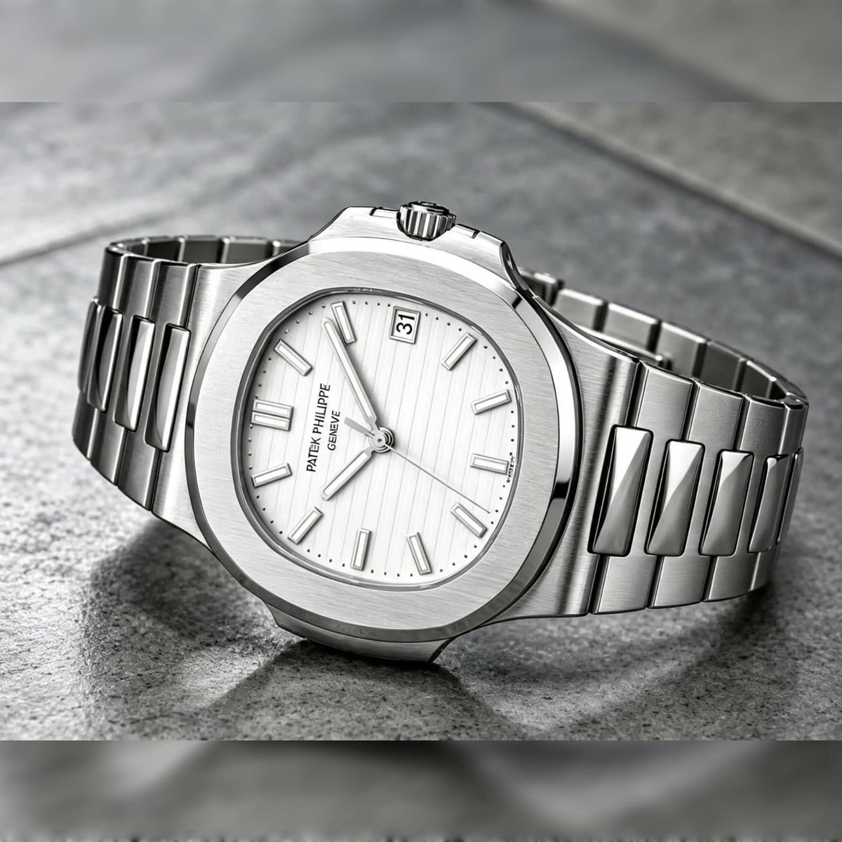Patex Philippe Luxury White Dial Stainless Steel Watch