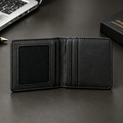 Premium Black Genuine Leather Card Holder Wallet