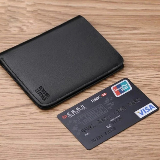 Premium Black Genuine Leather Card Holder Wallet